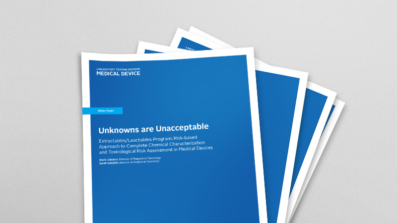 Picture of white paper entitled unknowns are unacceptable