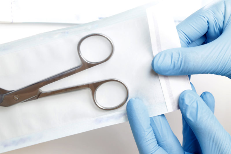 Physician sealing scissor bag for autoclave